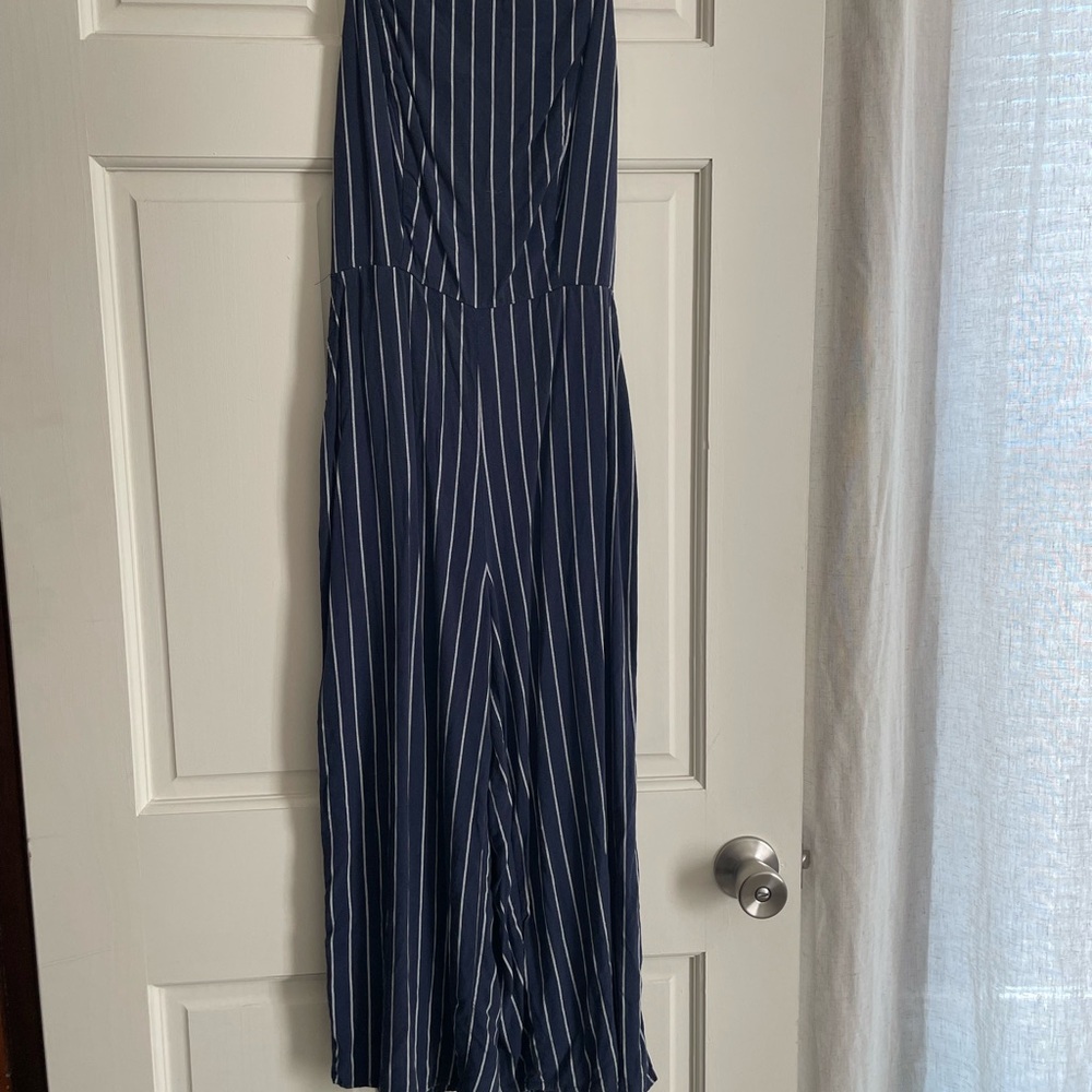 Old Navy Dark Blue and White Striped jumpsuit
